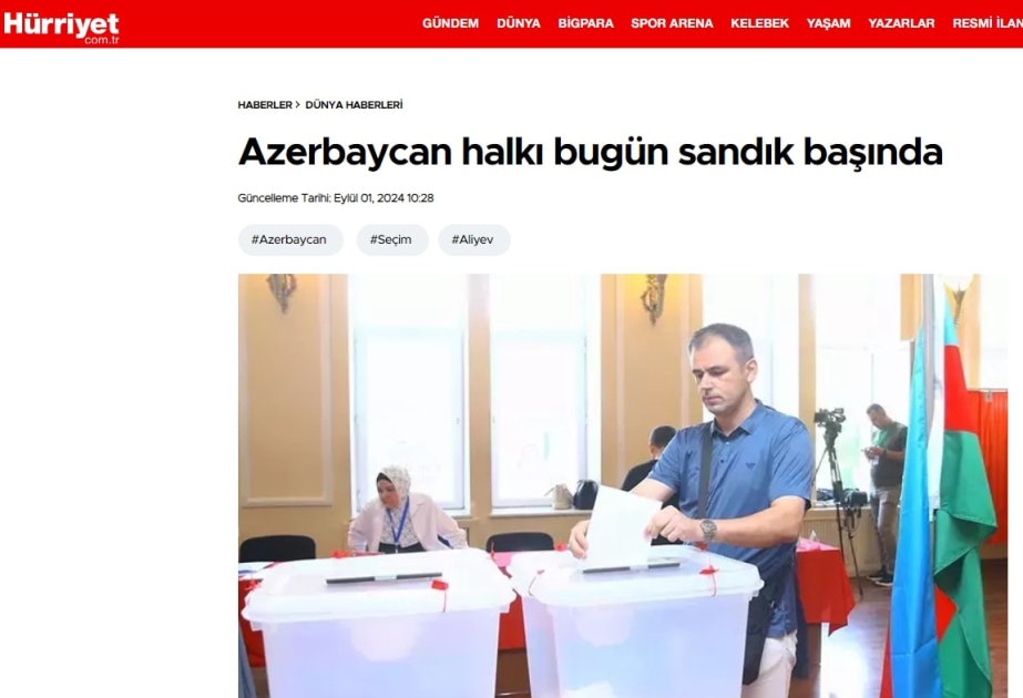 Türkiyə və ŞKTC mediası: Milli Məclisə seçkilər 30 ildə ilk dəfədir Azərbaycanın bütün ərazisində keçirilir