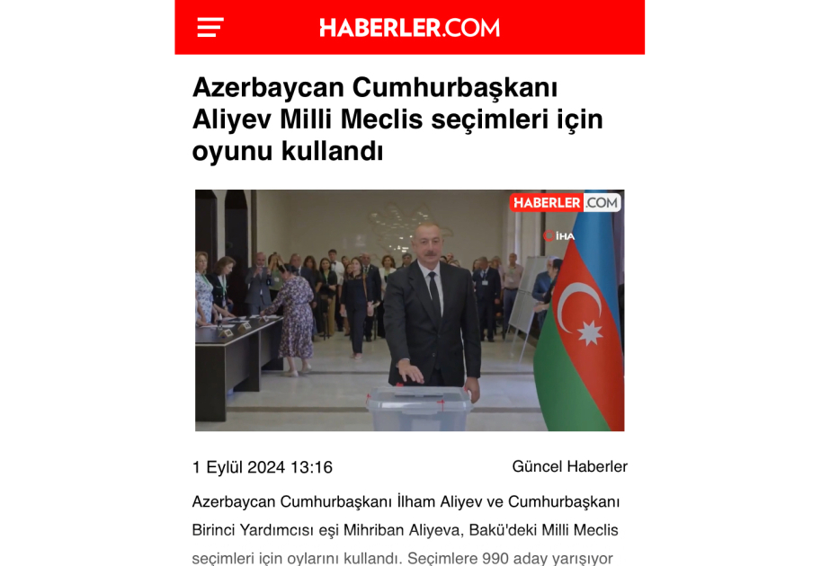 Ölkəmizdəki növbədənkənar parlament seçkiləri beynəlxalq mətbuatın diqqət mərkəzində olub