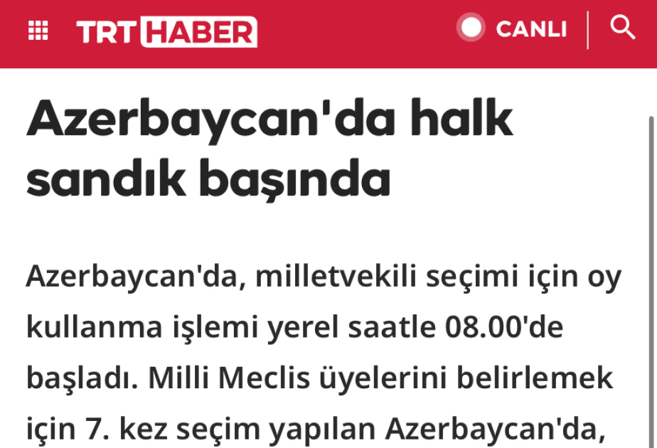 Парламентские выборы в Азербайджане широко освещались в турецких СМИ