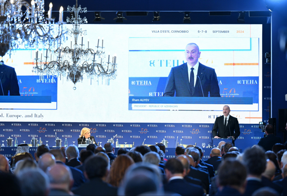 Le président Ilham Aliyev prononce un discours à la session intitulée « Le rôle de l'Azerbaïdjan dans la nouvelle situation géopolitique » du Forum international de Cernobbio VIDEO