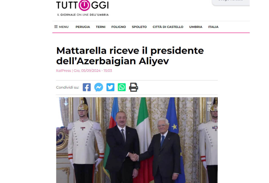 Los medios de comunicación italianos cubrieron ampliamente la visita del presidente Ilham Aliyev al país