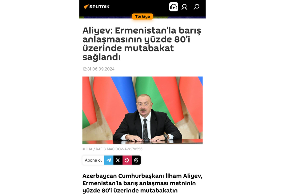 Türkiyə mediası Prezident İlham Əliyevin Beynəlxalq Çernobbio Forumundakı çıxışını geniş işıqlandırıb