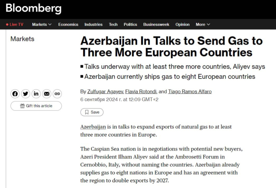 President Ilham Aliyev’s speech at International Cernobbio Forum in world media spotlight