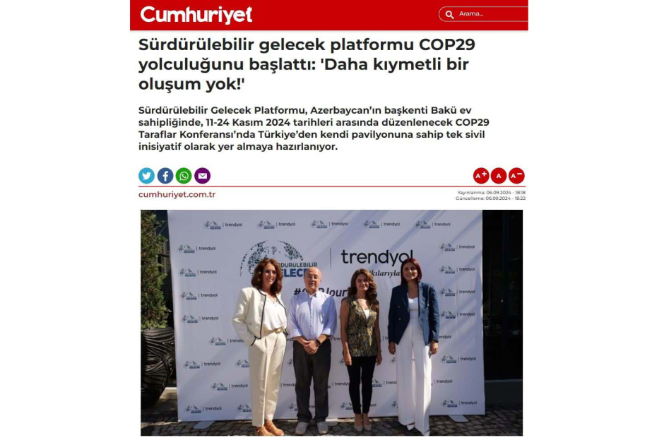 Türkische Medien: “Plattform für eine nachhaltige Zukunft“ im Rahmen der COP29 soll Umweltbeziehungen stärken
