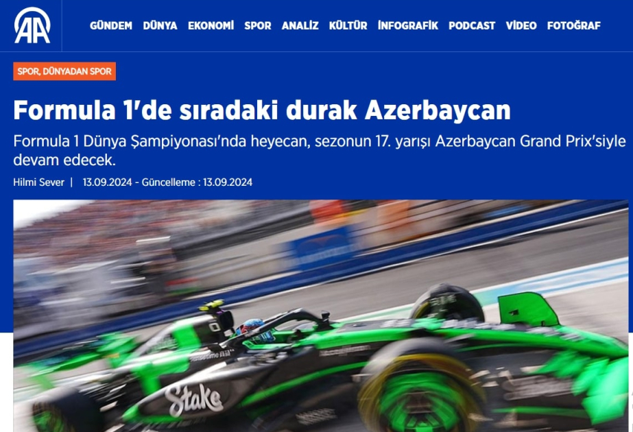 Formula 1 Türkiyə və ŞKTC idmansevərlərinin diqqət mərkəzindədir