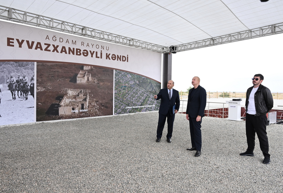 Prezident İlham Əliyev Ağdam rayonunun Eyvazxanbəyli kəndinin təməlqoyma mərasimində iştirak edib  YENİLƏNİB VİDEO