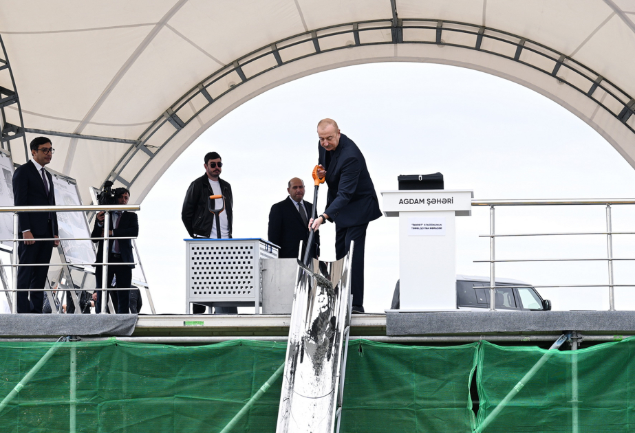 Foundation stone laid for “Imarat” stadium in Aghdam city VIDEO