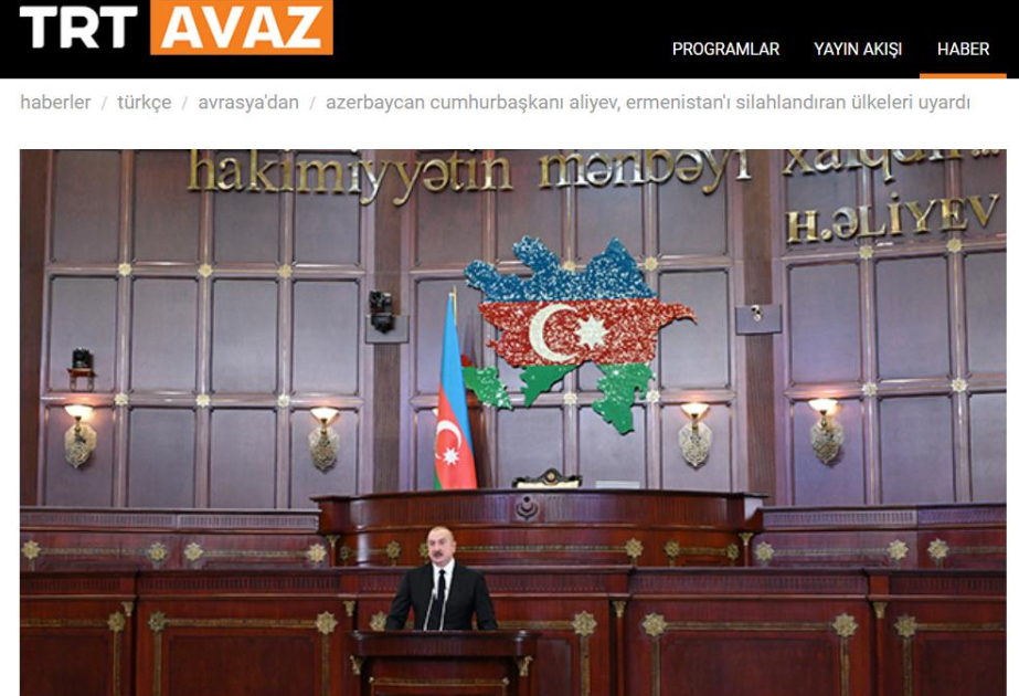 Türkiyə və Şimali Kipr mediası: Azərbaycan Prezidenti Ermənistanı silahlandıran ölkələrə xəbərdarlıq edib