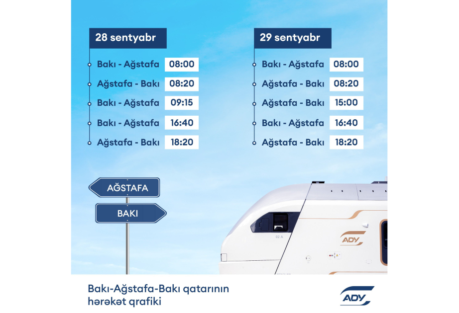 Bakı-Ağstafa-Bakı marşrutu üzrə əlavə qatar reysləri təyin edilir