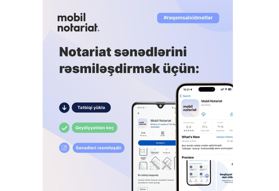 “Mobil notariat” tətbiqi ilə rəsmiləşdirilən notariat sənədlərinin sayı açıqlanıb