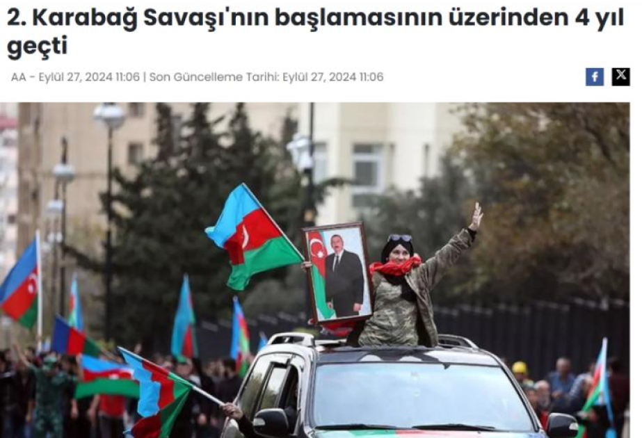 Турецкие СМИ: Азербайджан чтит память героев 44-дневной Отечественной войны