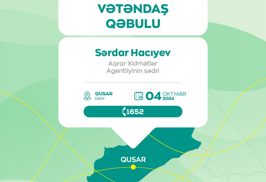 Aqrar Xidmətlər Agentliyinin sədri Qusarda vətəndaşların müraciətlərini dinləyəcək