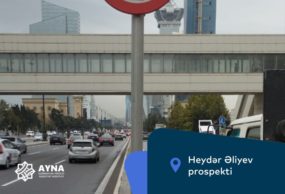 Heydər Əliyev prospektində yeni yol nişanları quraşdırılır