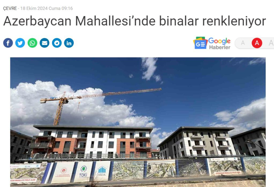 Türkiyə mediası: Kahramanmaraşdakı “Azərbaycan” məhəlləsində binaların üzlənməsi və fasadların rənglənməsinə başlanılıb