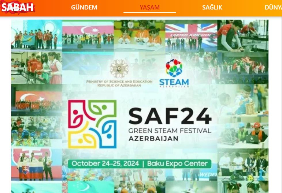 “Sabah” qəzeti: “Green STEAM Azerbaijan-2024” festivalı davamlı gələcək naminə innovasiyaları təşviq edir