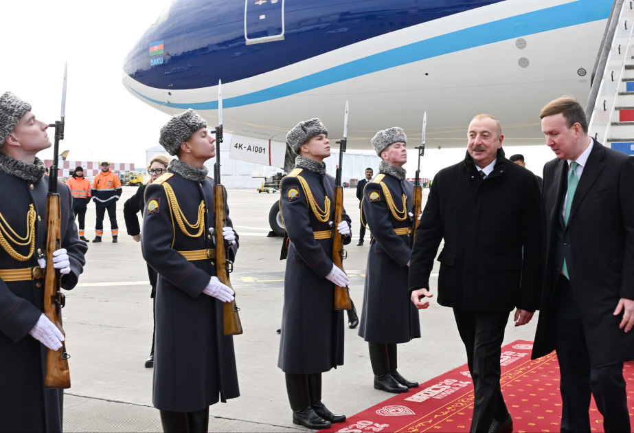 Präsident von Aserbaidschan Ilham Aliyev zu Besuch in Russland eingetroffen VIDEO