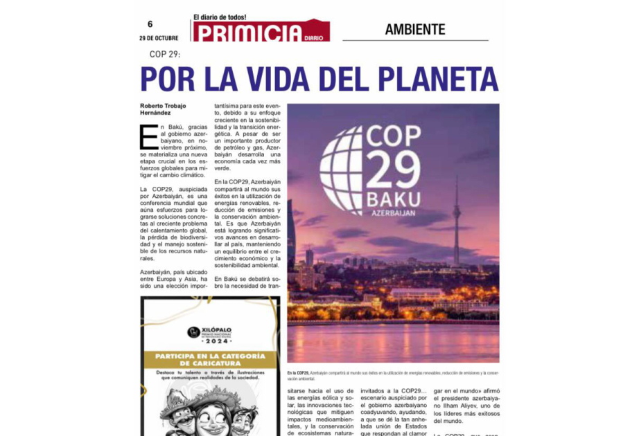 Azerbaijan's hosting of COP29 in spotlight of Colombian media