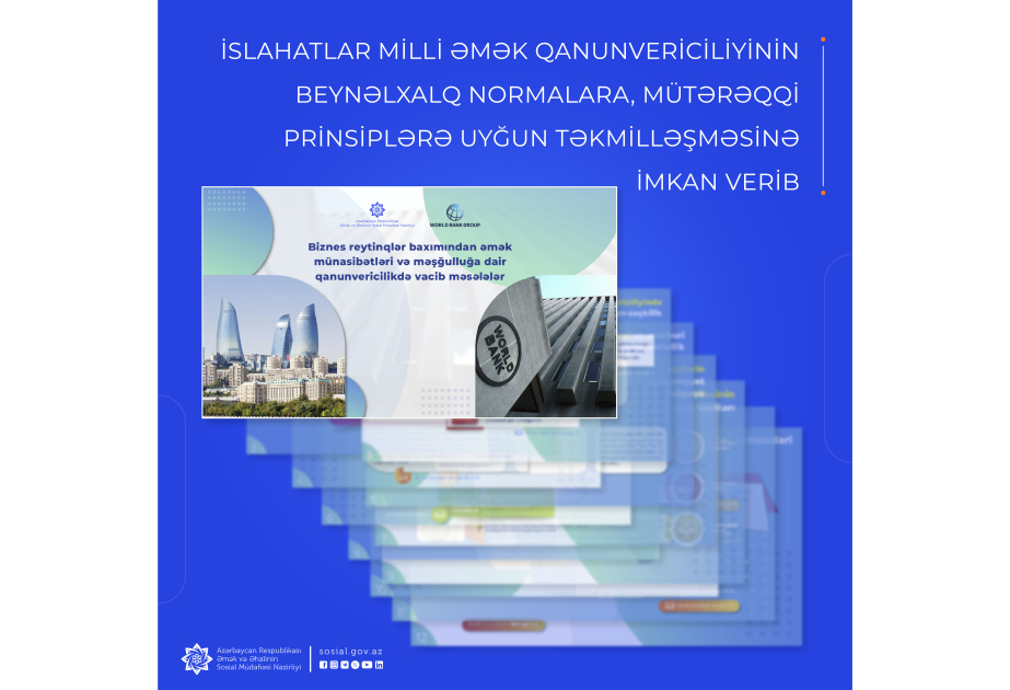 İslahatlar milli əmək qanunvericiliyinin beynəlxalq normalara uyğun təkmilləşməsinə imkan verib