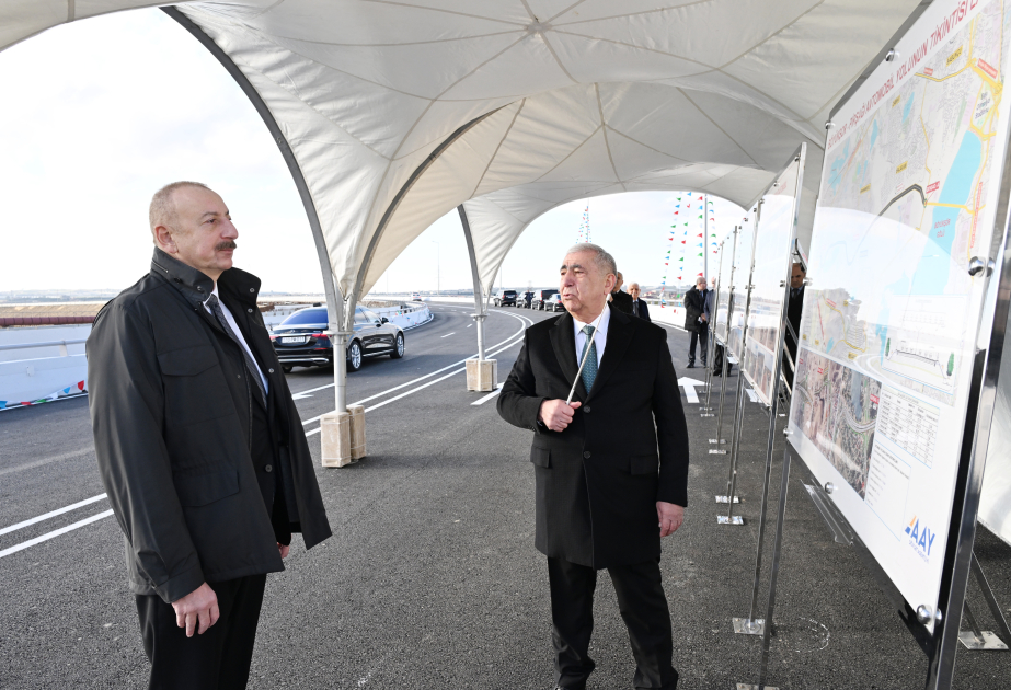 Präsident Ilham Aliyev weiht neue Autobahn Böyükschor-Pirschaghi ein AKTUALISIERT VIDEO