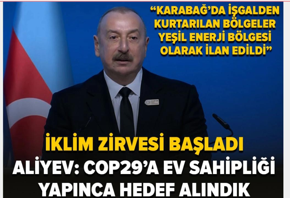 Opening ceremony of World Leaders Climate Action Summit at COP29 in Turkish media spotlight