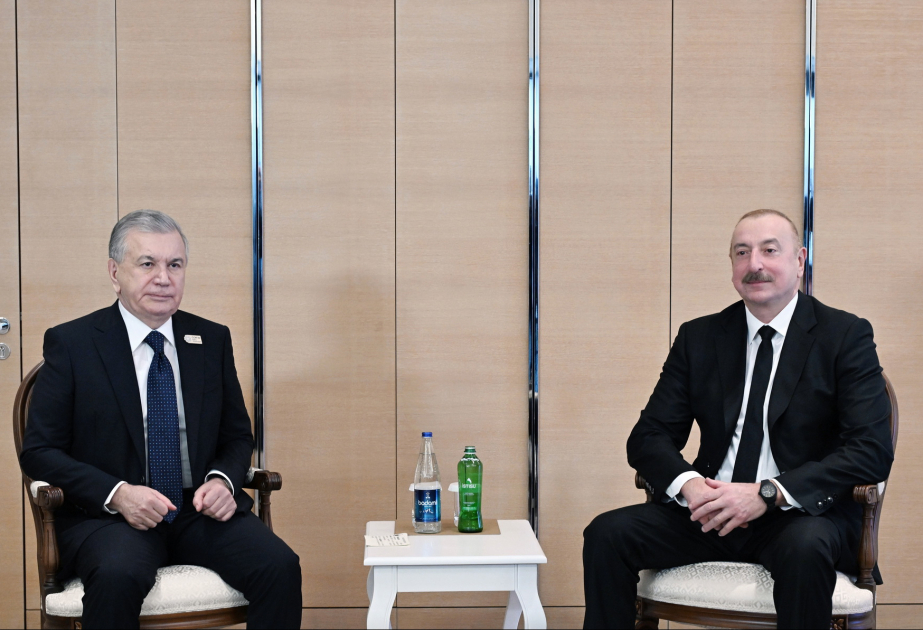 President of Azerbaijan Ilham Aliyev met with President of Uzbekistan Shavkat Mirziyoyev  The Presidents then joined opening ceremony of a sewing factory in Khankendi via video link VIDEO