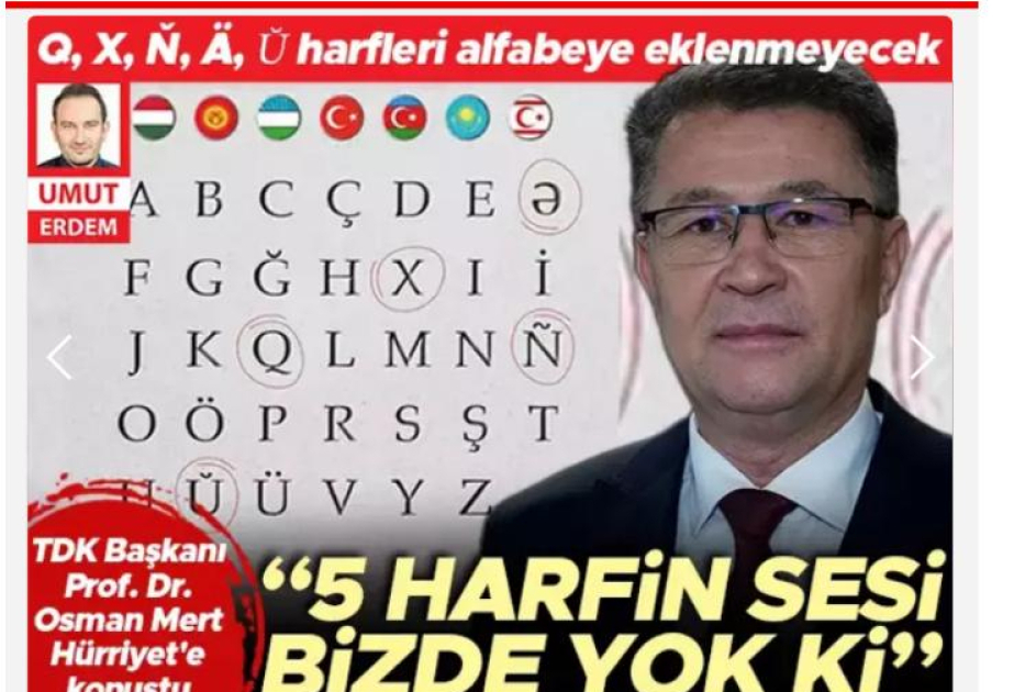 Osman Mert: Ortaq türk əlifbası TDT ölkələrinin yaxınlaşması baxımından çox mühümdür
