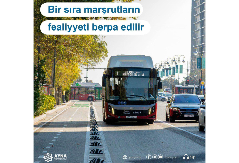 COP29-a görə müvəqqəti fəaliyyəti dayandırılan daha iki marşrut bərpa edilir