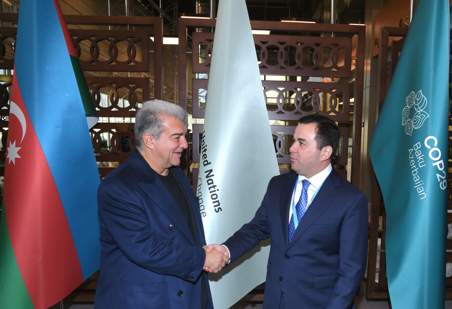 FC Barcelona President Joan Laporta arrives in Azerbaijan