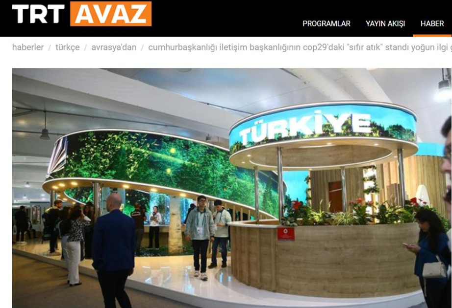 “TRT Avaz” COP29 çərçivəsində təşkil olunan “Sıfır Tullantı” stendindən bəhs edib