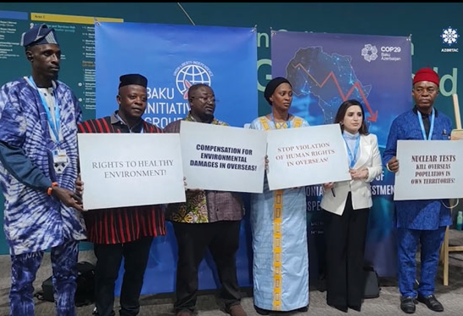 На COP29 прошла акция с требованием от Франции выплатить компенсацию за негативные последствия ядерных испытаний ВИДЕО