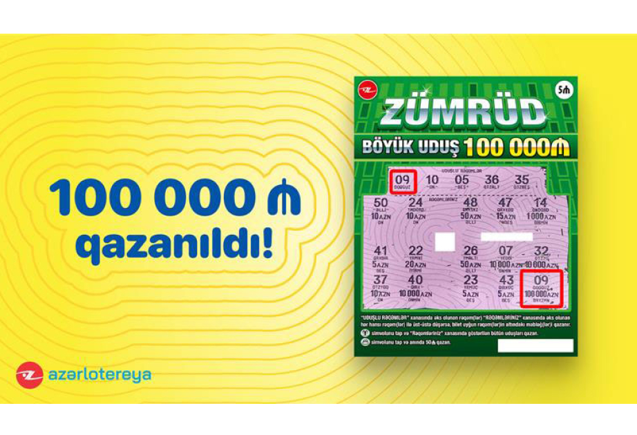 ®  “Zümrüd” ani lotereyasında böyük uduş – 100 000 qazanıldı!