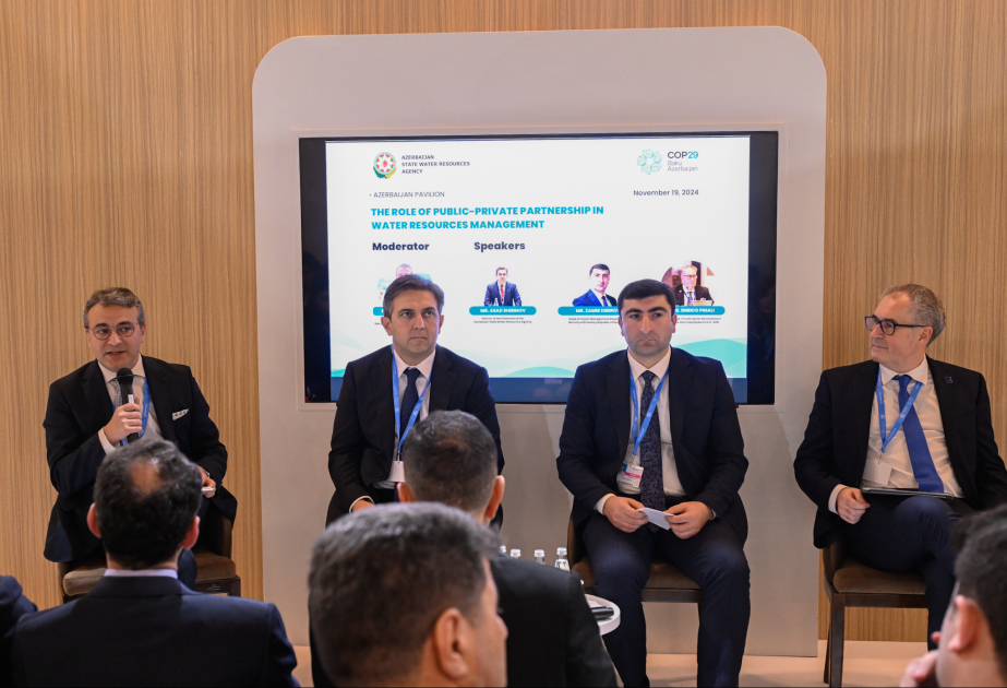COP29 çərçivəsində “Su ehtiyatlarının idarə edilməsində dövlət-özəl tərəfdaşlıqlarının rolu” mövzusunda panel sessiya keçirilib