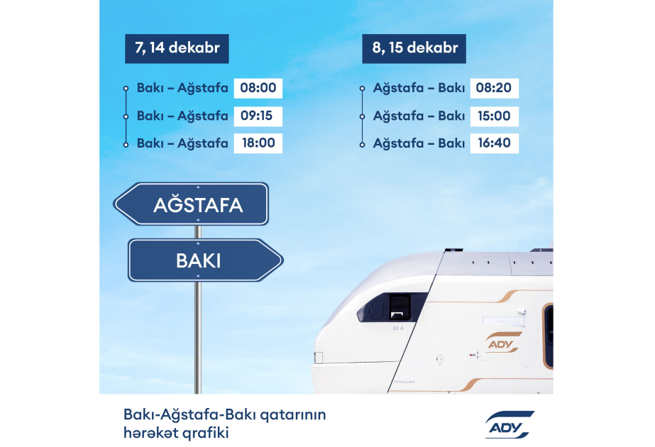 Həftəsonu Bakı-Ağstafa-Bakı marşrutuna əlavə qatar reysləri təyin edilir
