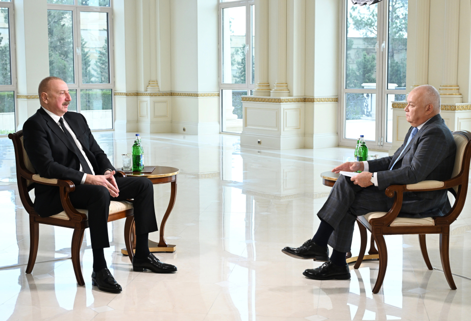 President Ilham Aliyev was interviewed by Dmitry Kiselev, Director General of “Rossiya Segodnya” International News Agency VIDEO