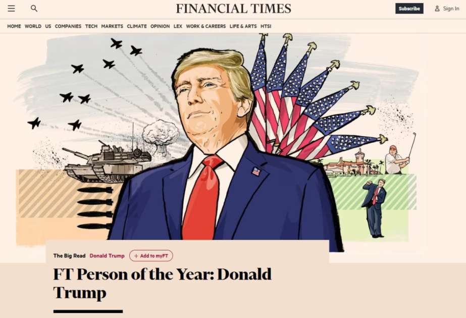 Donald Tramp “Financial Times” qəzeti tərəfindən “İlin adamı” seçilib