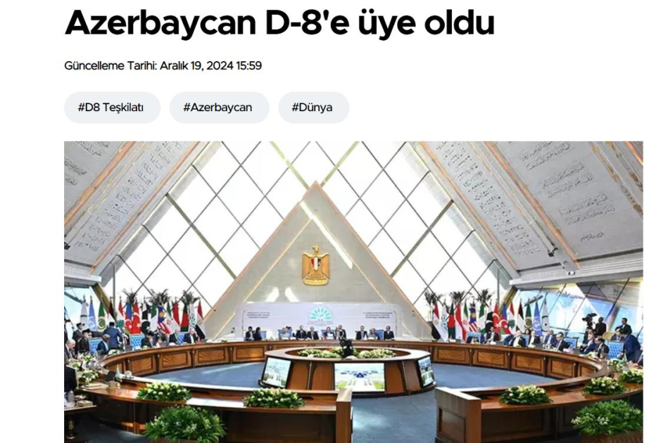 Erdogan: With Azerbaijan joining D-8, we are stronger than yesterday