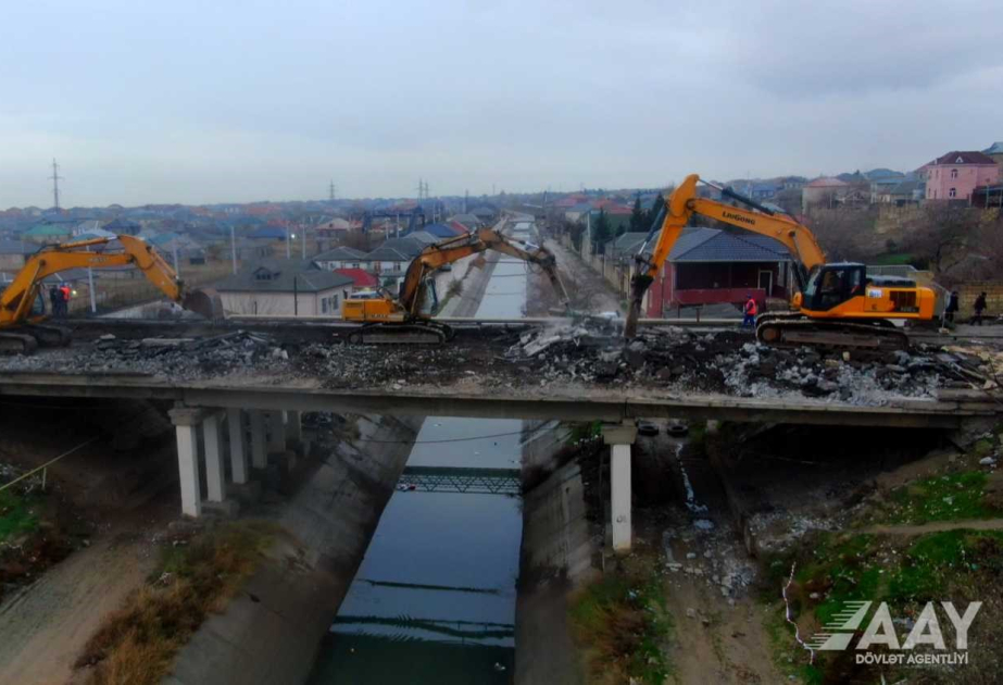 Sumqayıt şəhərini Saray qəsəbəsi ilə birləşdirən mövcud körpünün söküntüsünə başlanılıb VİDEO
