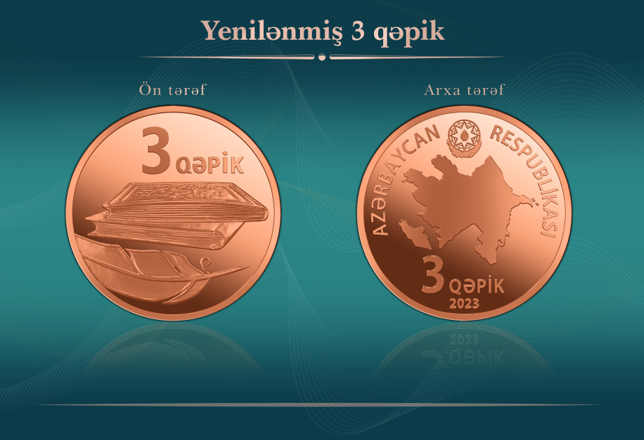 Mərkəzi Bank yenilənmiş 3 qəpiklik metal pul nişanını tədavülə buraxıb