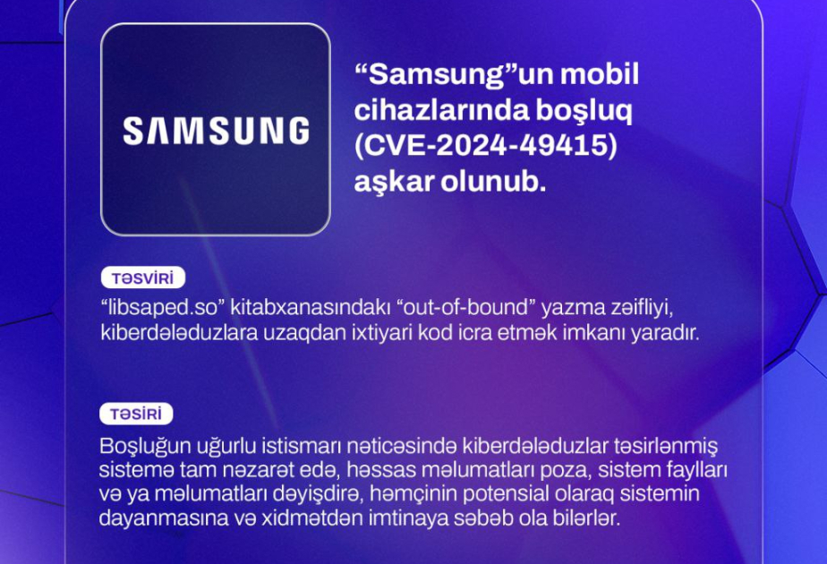 “Samsung”un mobil cihazlarında boşluq aşkar olunub