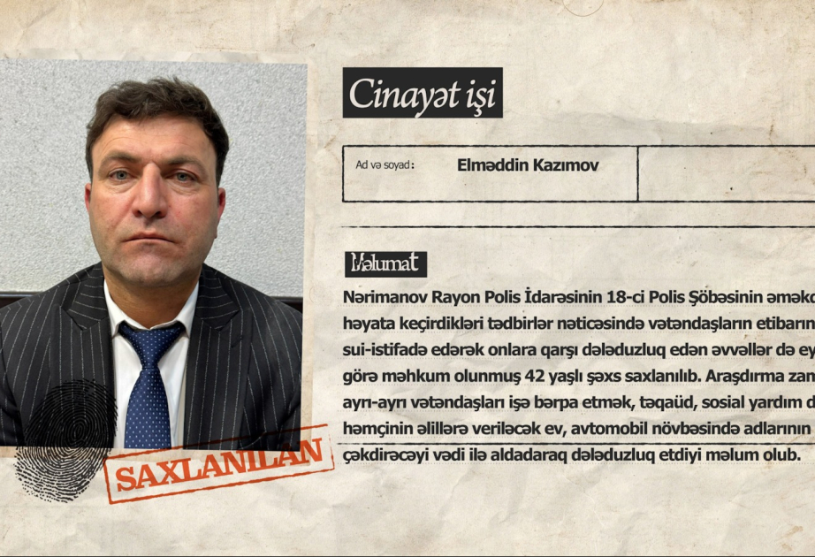 Vətəndaşları işə bərpa etmək, təqaüd, sosial yardım düzəltmək vədi ilə aldadaraq dələduzluq edən şəxs saxlanılıb VİDEO