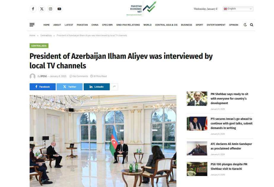 Pakistani media highlights Azerbaijani President’s interview with local TV channels