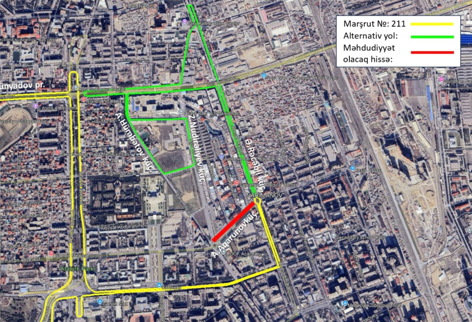 Avtobusların 3 marşrut üzrə hərəkət sxemi müvəqqəti dəyişdirilir
