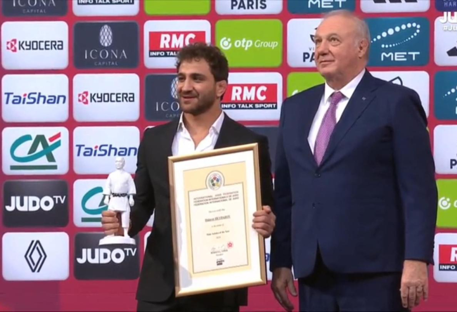 Beynəlxalq Cüdo Federasiyası Olimpiya çempionu Hidayət Heydərovu və baş məşqçi Riçard Trautmanı mükafatlandırıb