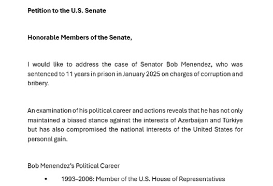 Un azerbaiyano, residente en Alemania, solicitó al Senado de EE.UU. una investigación más detallada