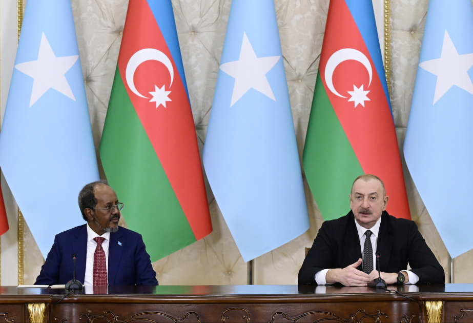 Presidents of Azerbaijan and Somalia made press statements VIDEO