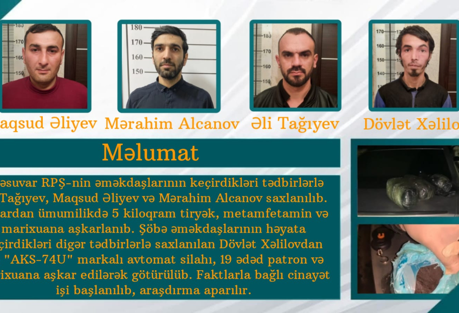 Polis Biləsuvarda 5 kiloqram narkotik vasitə və silah-sursat aşkarlayıb