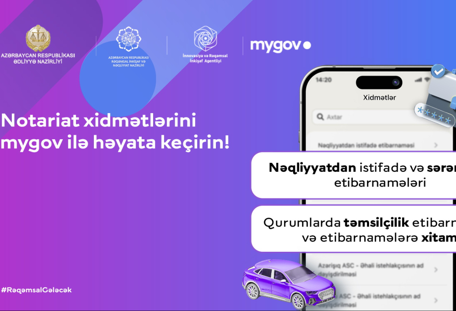 Bir neçə notariat xidməti “mygov” platformasına inteqrasiya edilib