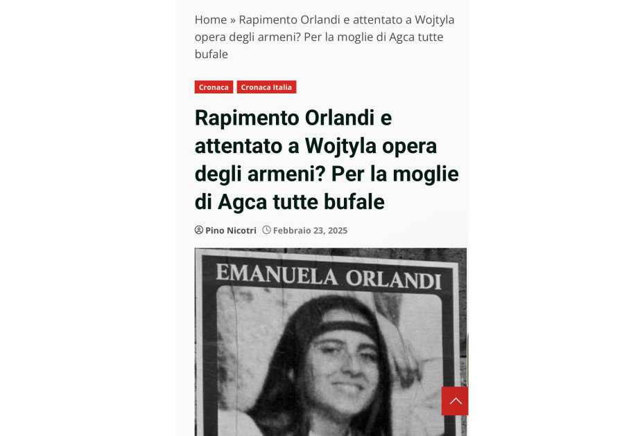 İtaliyalı müəllif: Papa II İoann Pavelə silahlı hücumu ASALA terror qruplaşması sifariş verib