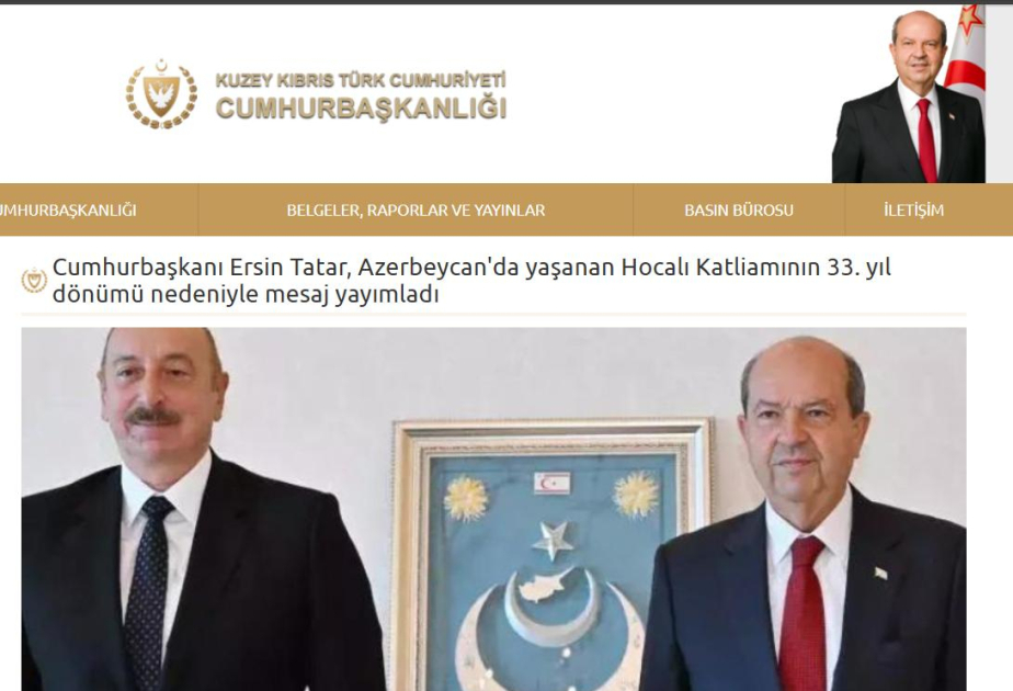Ersin Tatar: Xocalı faciəsinin ağrı-acısı qəlbimizdə yaşayır