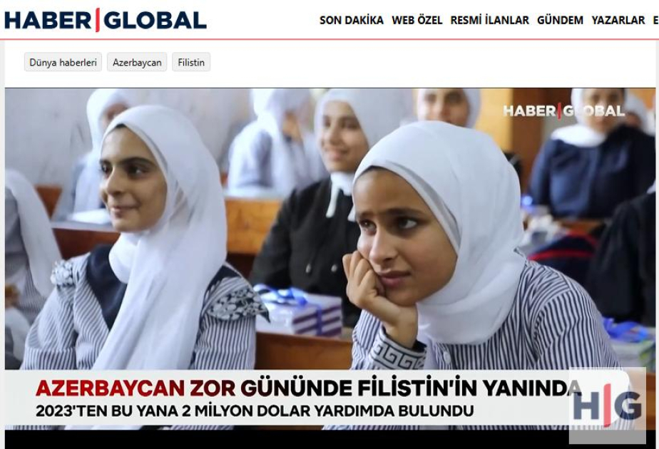 “Haber Global” telekanalı: Azərbaycan Fələstinin çətin günündə yanında oldu